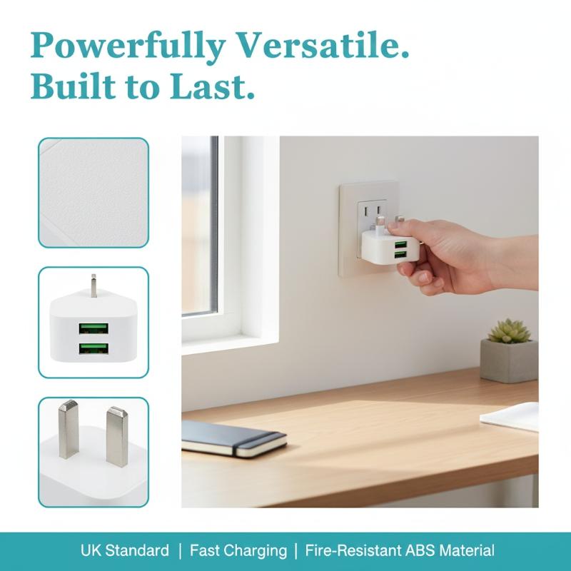 UK 3 Pin Plug Dual USB Adapter - Tablet Accessories Uk ulasan dan harga
