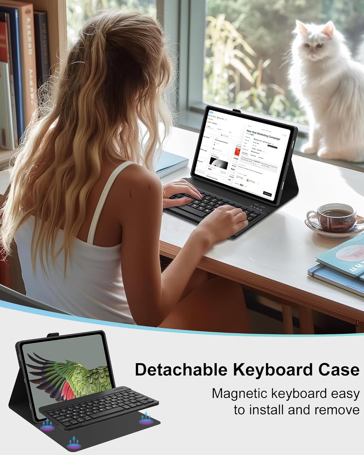 Detachable Round Keycap Blueto - Samsung Tablet Keyboard Accessories ulasan dan harga
